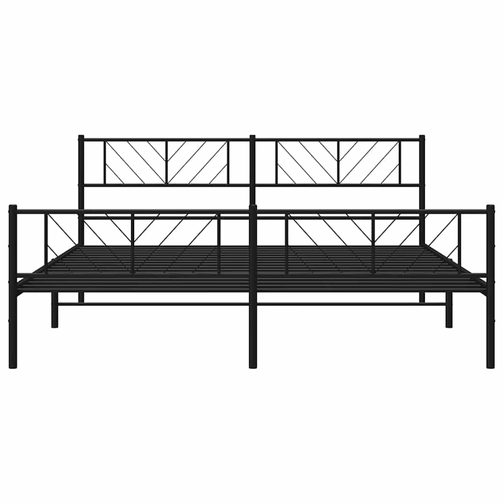 vidaXL Estructura de cama cabecero y estribo metal negro 193x203 cm - 6