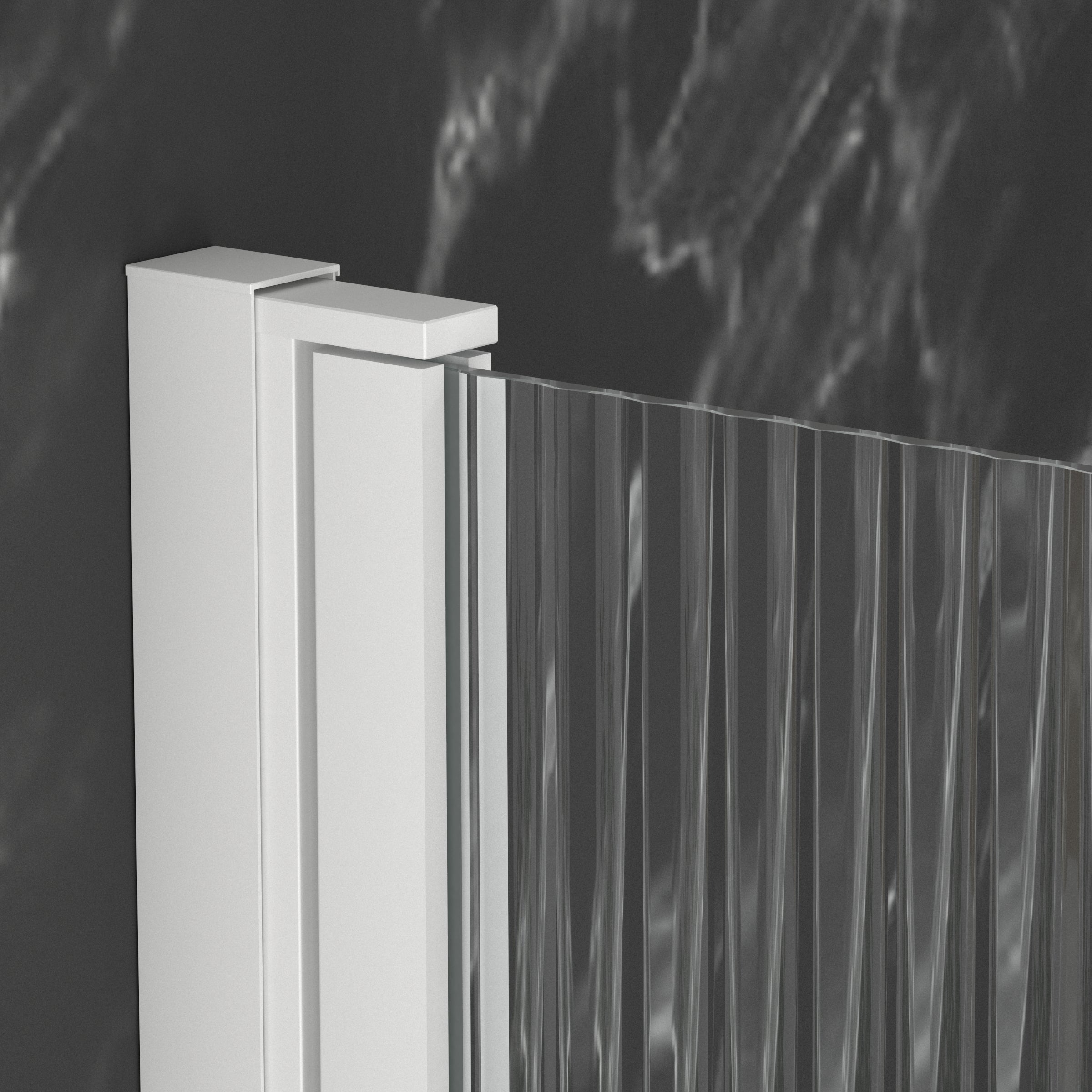 Pare baignoire Rabattable 80x140cm - Profilé Blanc - Verre Trempé Ondulé 5mm - WAVY - 2