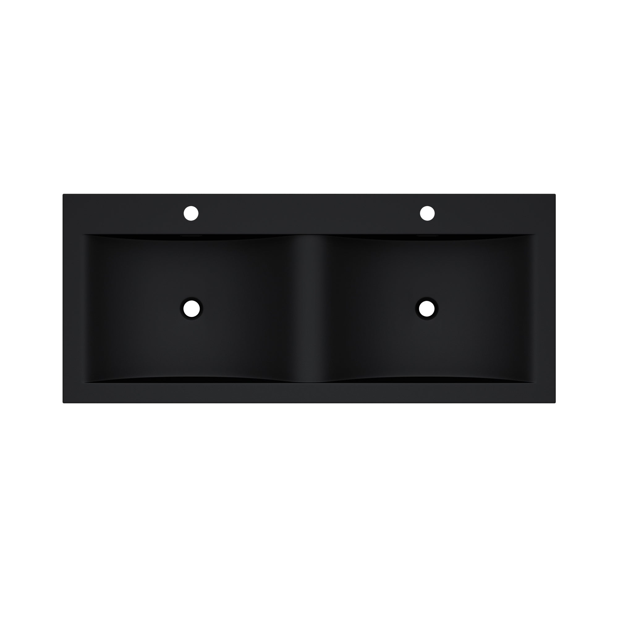 doporro Double Lavabo Vasque à Encastrer 120 cm Noir Lave Mains Rectangulaire en Solid Surface pour Salle de Bains 120x48x12 cm Colossum03 - 8