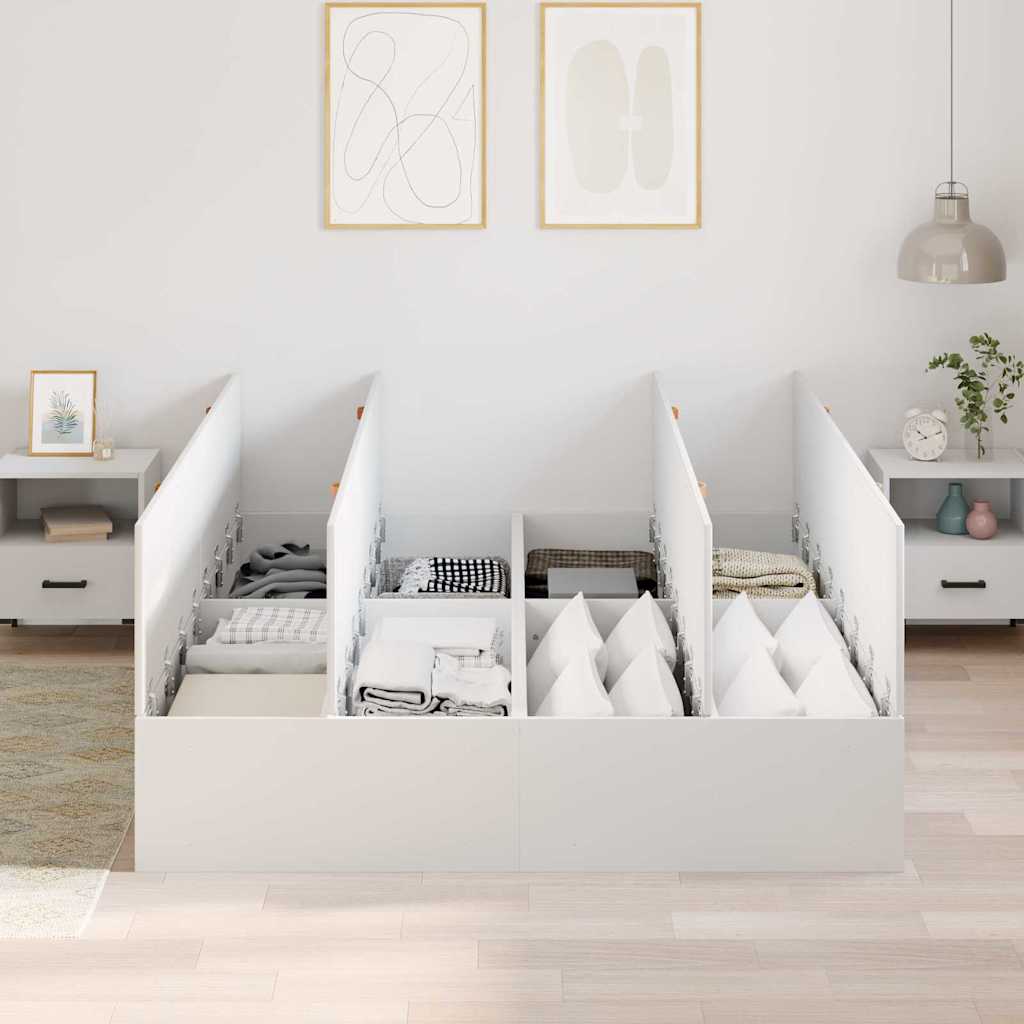 Cadre de lit avec rangement blanc 140 x 190 cm - 3