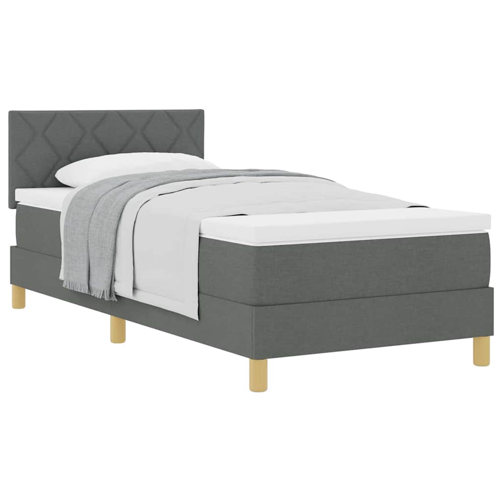 Cadre de lit avec matelas Gris foncé 90 x 200 cm tissu - 3