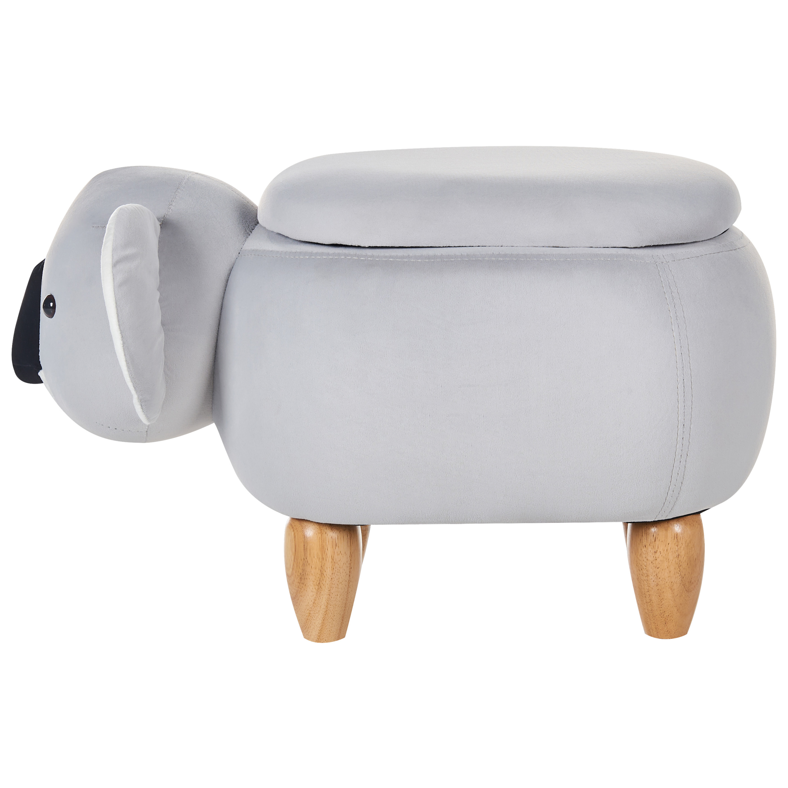Pouf animaletto contenitore COALA Velluto Grigio chiaro - 7