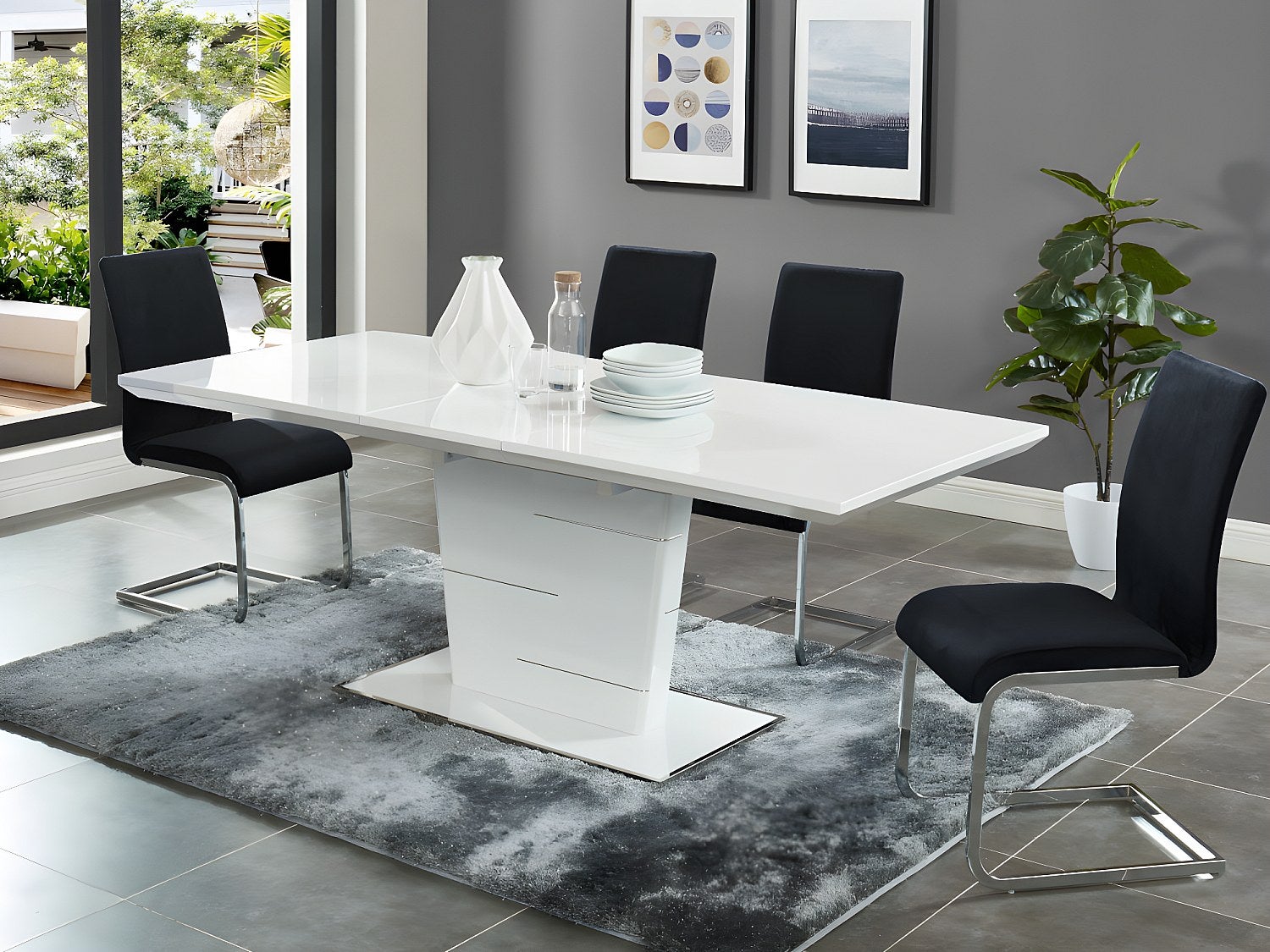 Vente-Unique  Mesa De Comedor Extensible Amelle, 6 A 8 Comensales, Mdf Lacado Blanco , Leroy Merlin