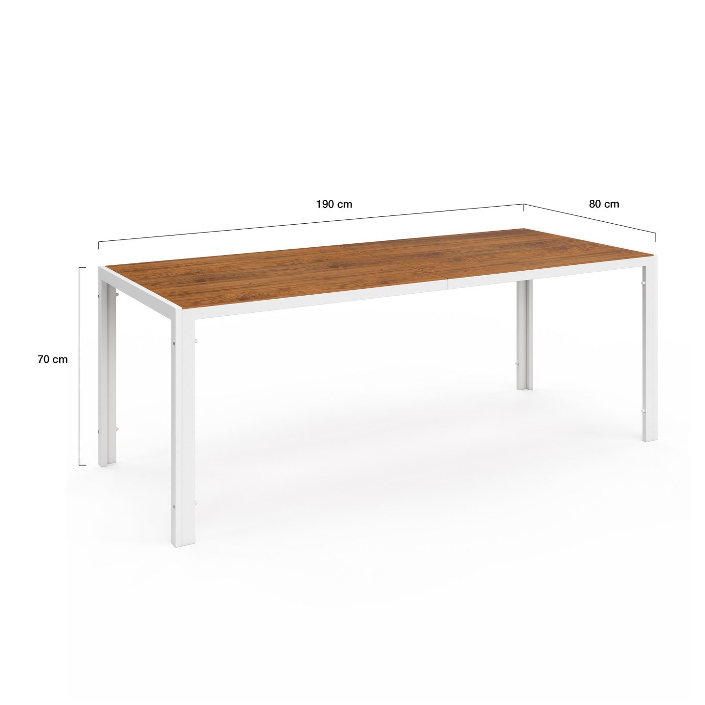 Salon de jardin NOUMEA table 190 cm plateau verre trempé effet bois et 8 chaises empilables blanc et bois - 5
