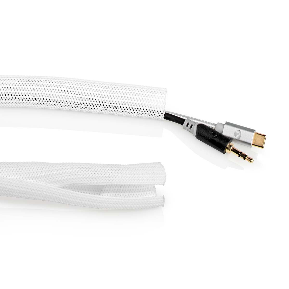 Nedis Gaine Tressée Gestion Câbles 2 M – Manchon Nylon Blanc, Diamètre Max 15 Mm, Protection Anti-Saleté Et Abrasion