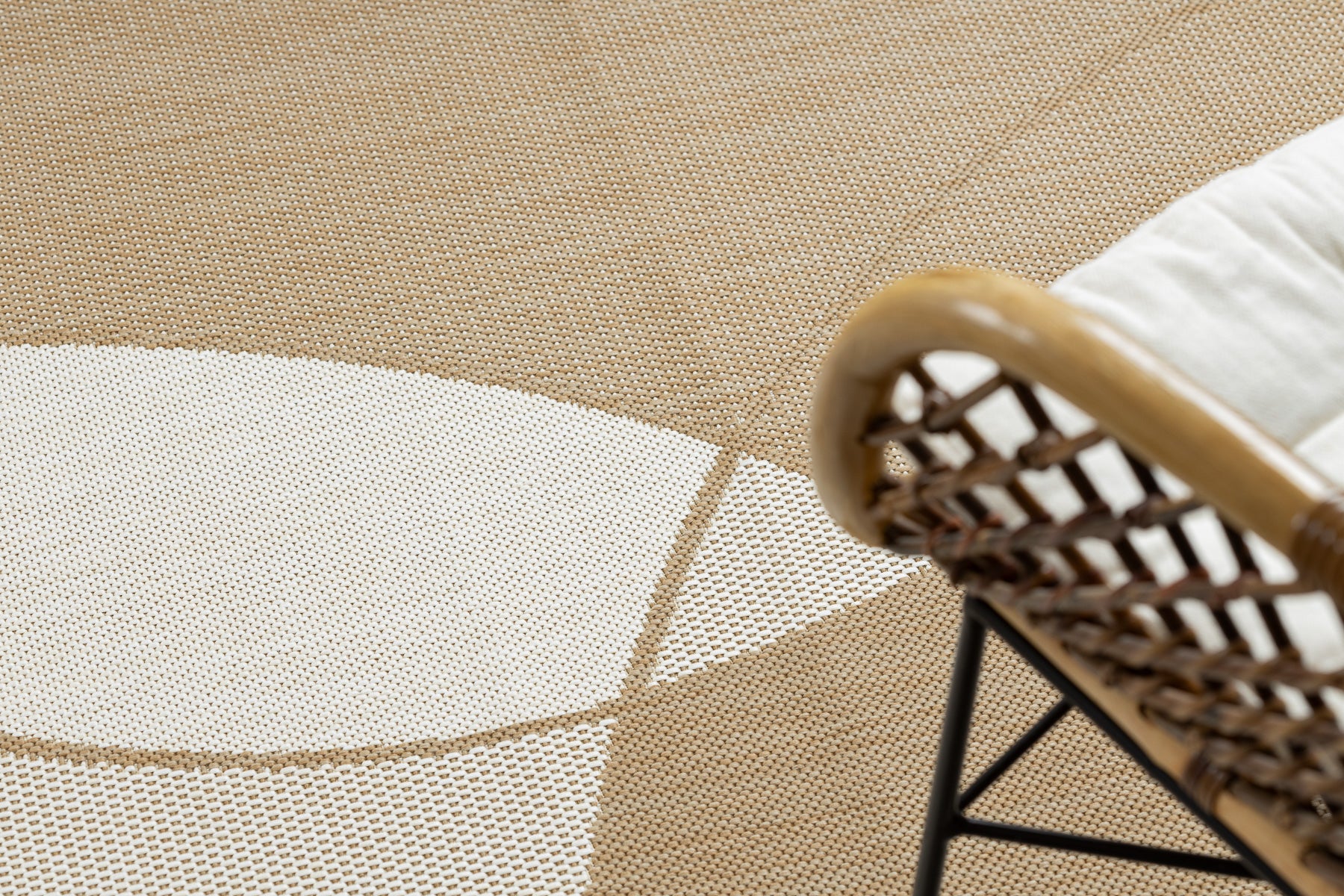 FLAT 48982265 Tapis sisal Géométrique - couleur paille beige naturel, ficelle 160x230 cm - 5