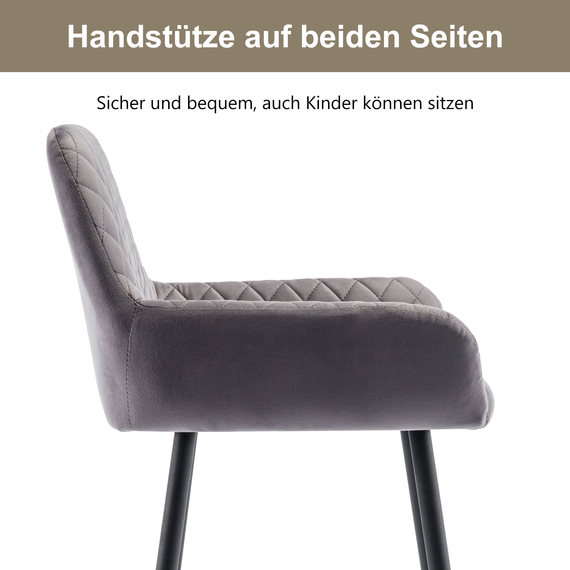 Tabouret de bar, tabouret de comptoir, siège rembourré, chaise de bar avec dossier, accoudoir et repose-pieds, velours, gris, lot de 2 - 4