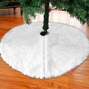 Gonna Albero Di Natale In Pelliccia Sintetica Bianca – 150 Cm, Con Bordo Rosso E Chiusura A Nastro, Perfetta Per Alberi Di Medie E Grandi Dimensioni
