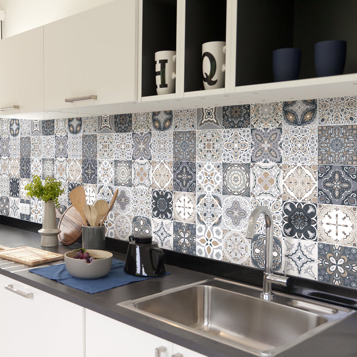 9 adesivi piastrelle di cemento azulejos Orfeo - Sticker adesivo - adesivi murali - 9stickers40x40cm - 5