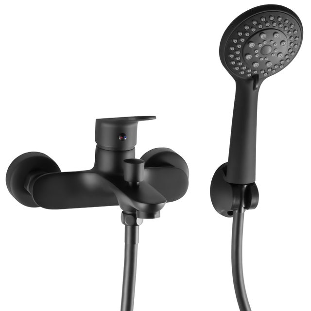 Valaz Robinet de baignoire/douche monocommande noir mat - Série Pisuerga