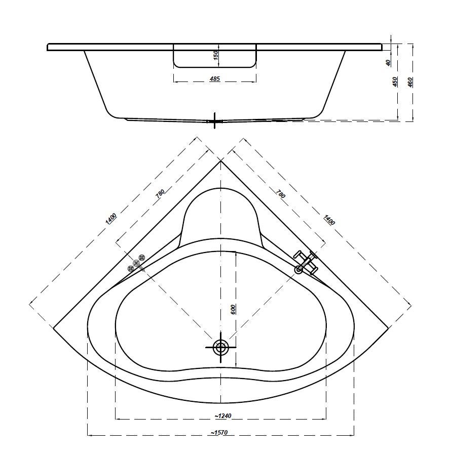Pack baignoire d'angle VENUS 140x140 avec tablier - 4