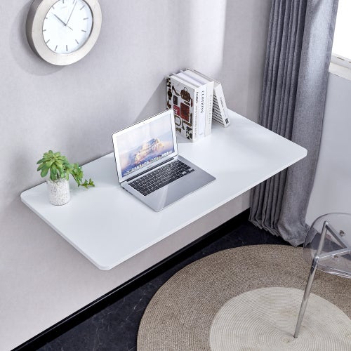 Table Pliante Murale Rabattable Gain de Place 114x56 cm pour Buanderie, Cuisine et Bureau blanc - 4