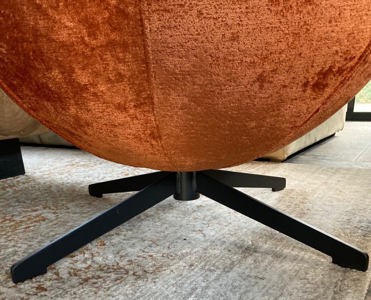 Poltrona girevole in velluto arancione - 5