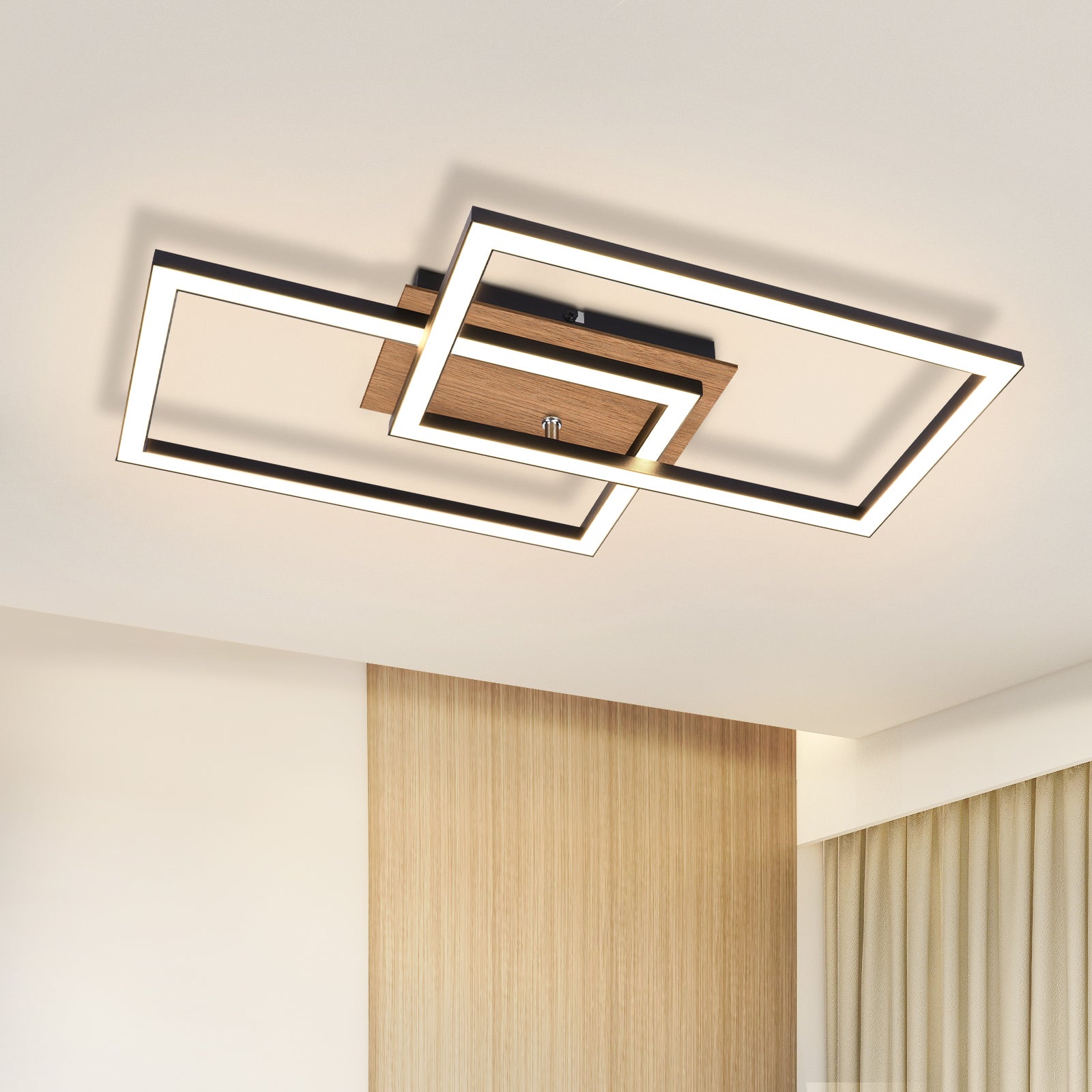 ZMH Nowoczesna lampa sufitowa LED do salonu, kuchni, ciepła biel, retro czerń, korytarz