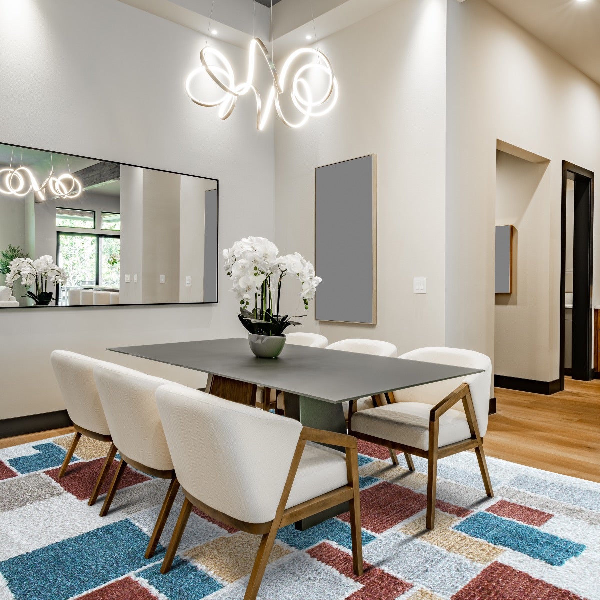 Tappeto contemporaneo in poliestere multicolore/beige 120x166 - 6