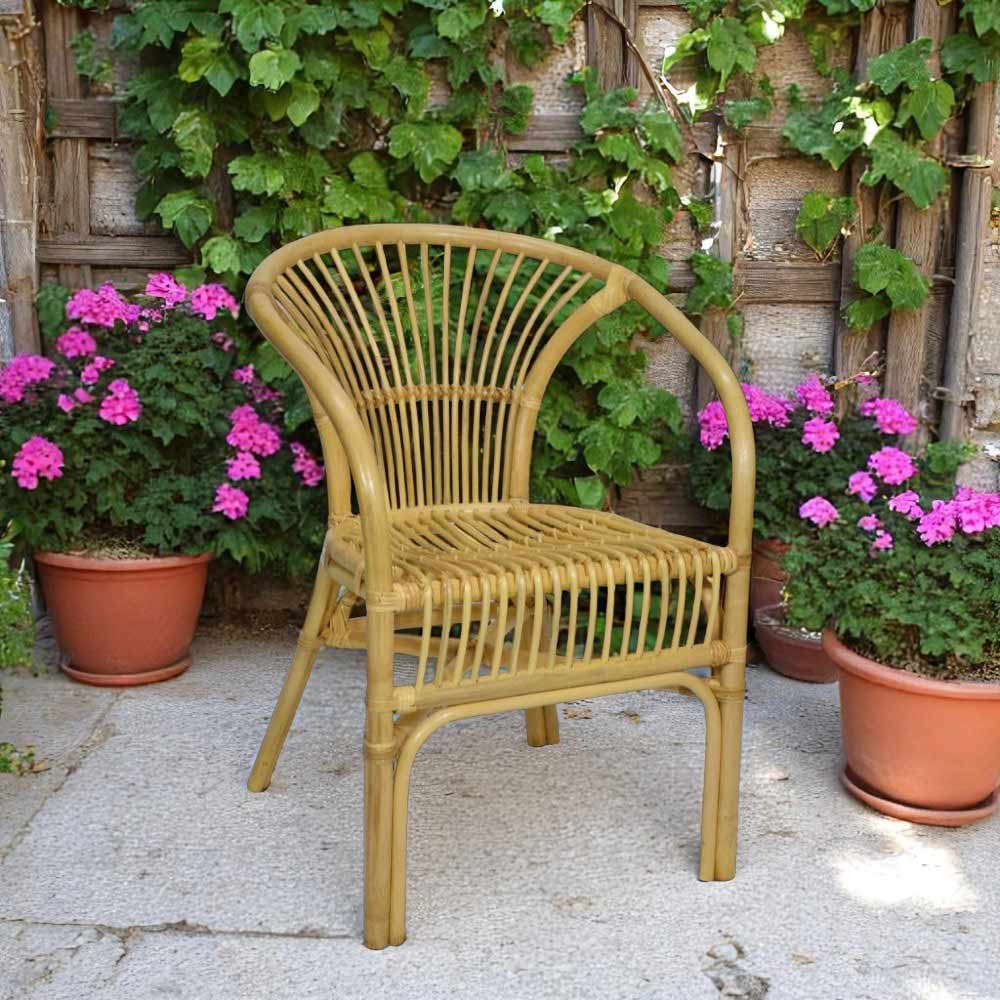 Poltrona da giardino Maya in vero legno di bambù e vimini naturale