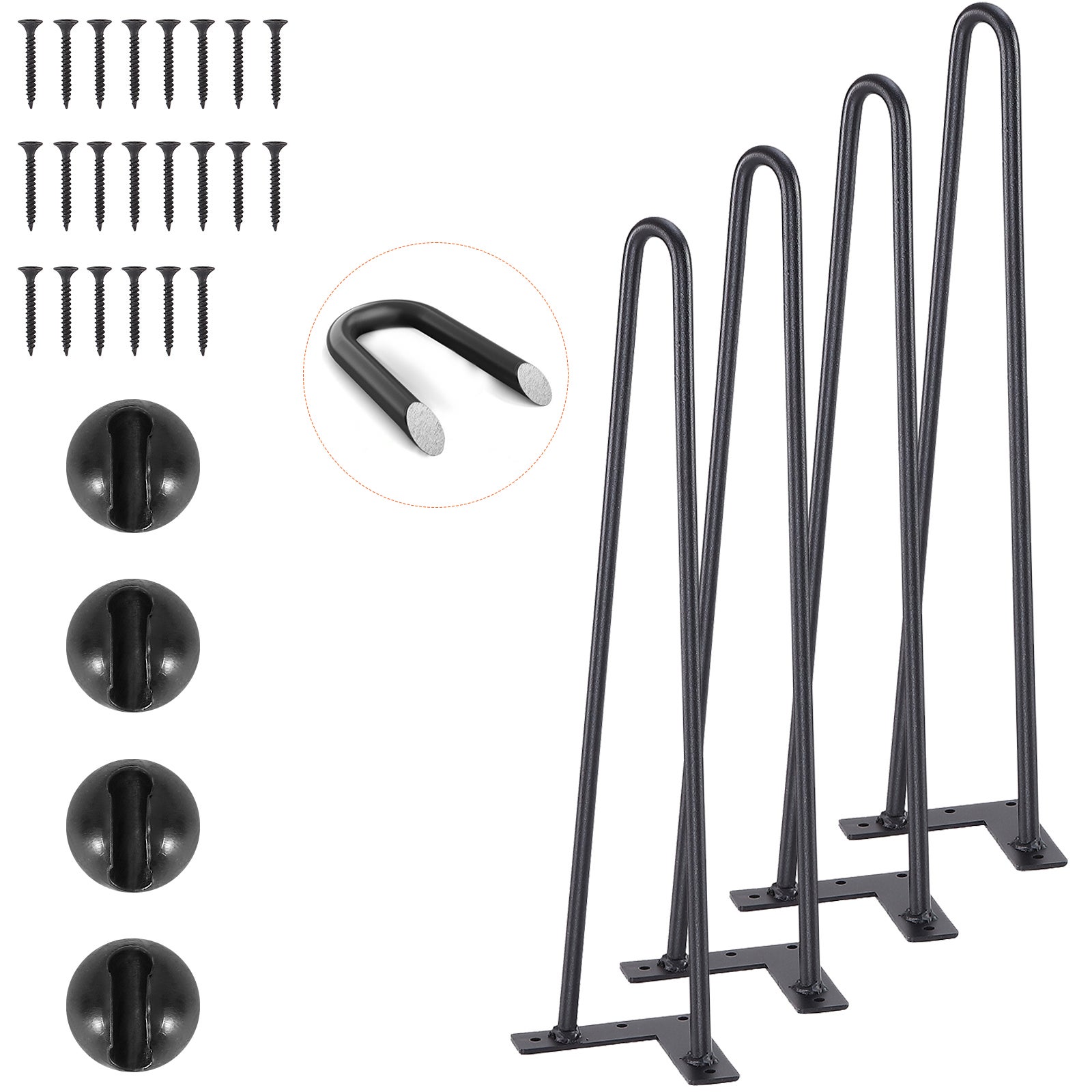 Zestaw 4 nóg do stołu nogi w kształcie szpilki 482mm wysokość 110x110mm płyta montażowa nogi w kształcie szpilki ze stali węglowej malowane pros VEVOR