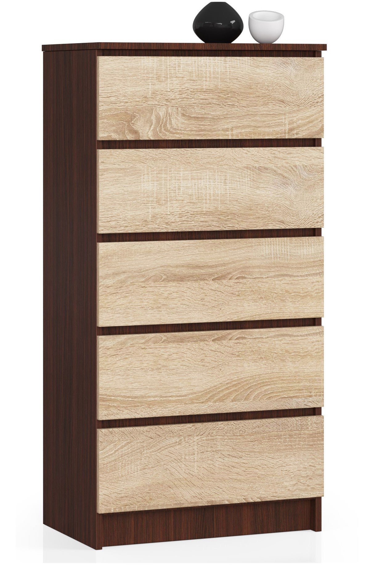 Komoda AKORD K60 Wenge 60 cm 5 szuflad kolor Dąb Sonoma mat 60x40x121 cm