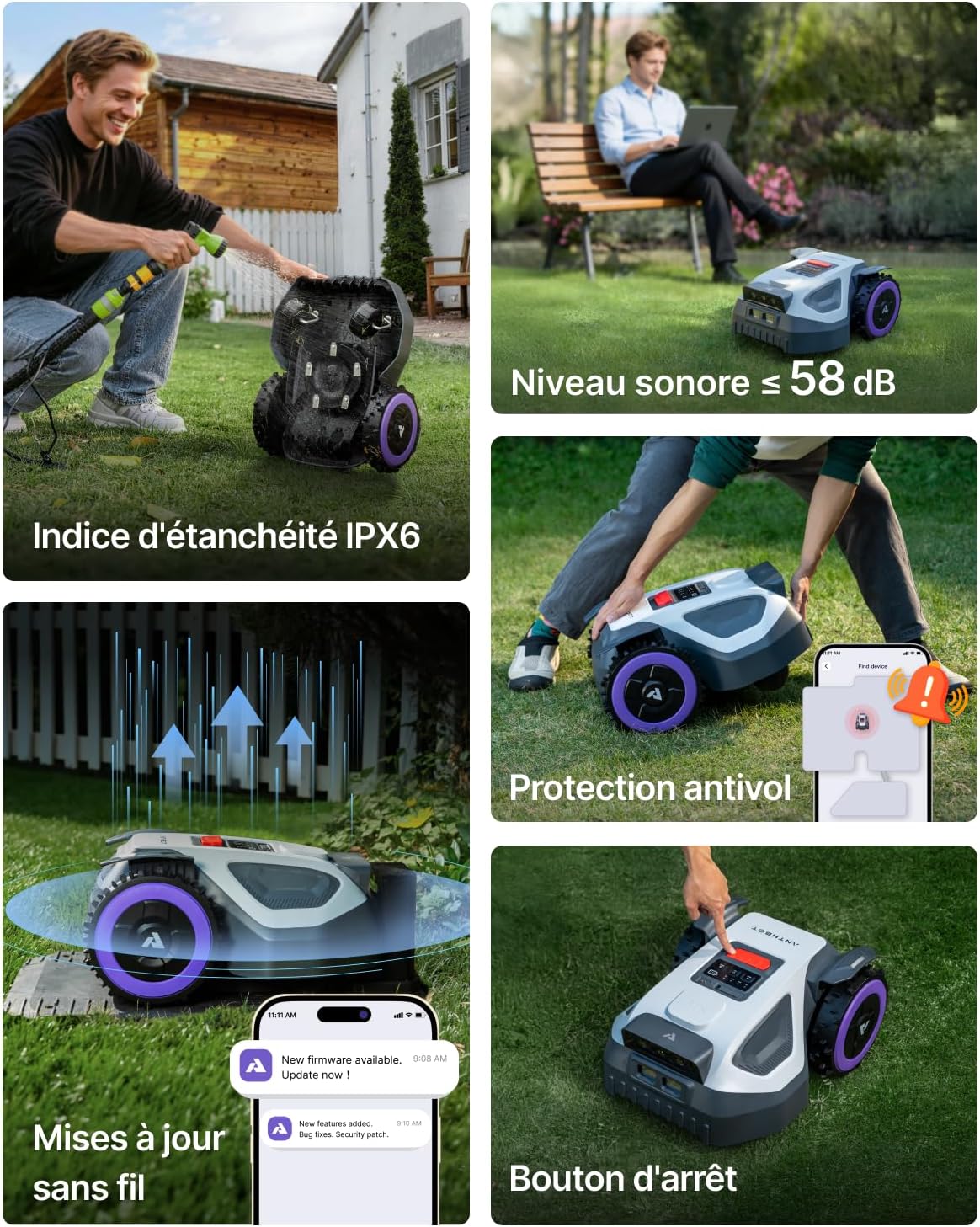 Tondeuse Robot sans Fil Périphérique,Max. 1200m²,NetRTK,4G,ACC Cartographie Automatique, Gestion Multi-Zones,Programmation de la Tonte,ANTHBOT M9 - 10