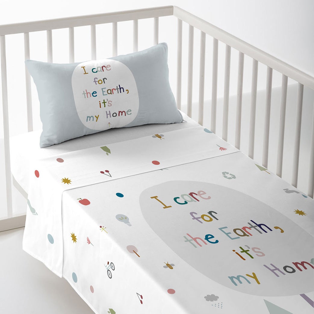 Parure De Lit 3 Pièces 90x190cm Jurassic Bleu - Draps Bébé Enfant 50% Coton 50% Polyester Degrees Home Draps Housse Ajustable Anti-rides