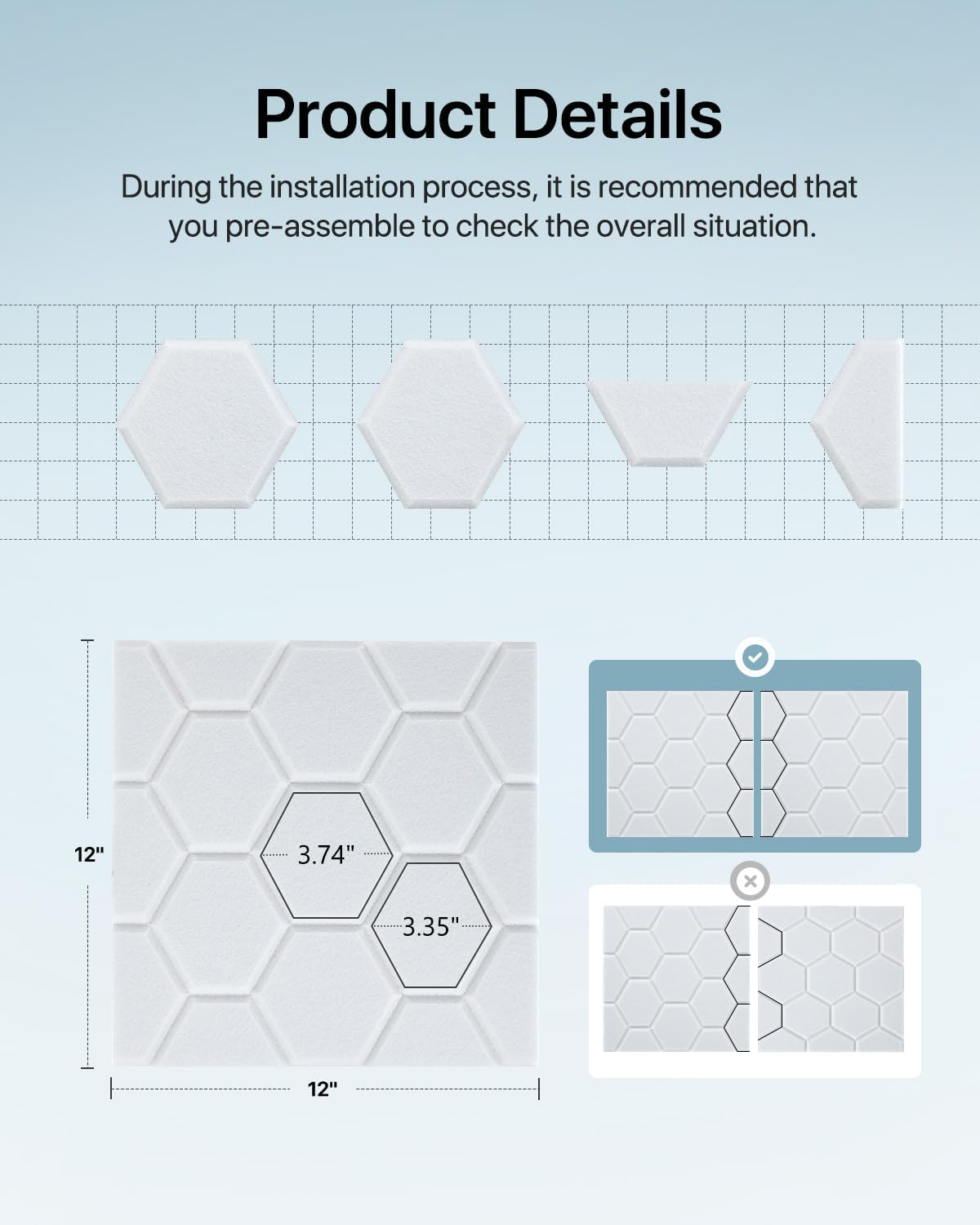 Lote de 12 paneles acústicos autoadhesivos, relleno insonorizante de poliéster, paneles murales insonorizantes de alta densidad, 30 x 30 cm, blanco - 5