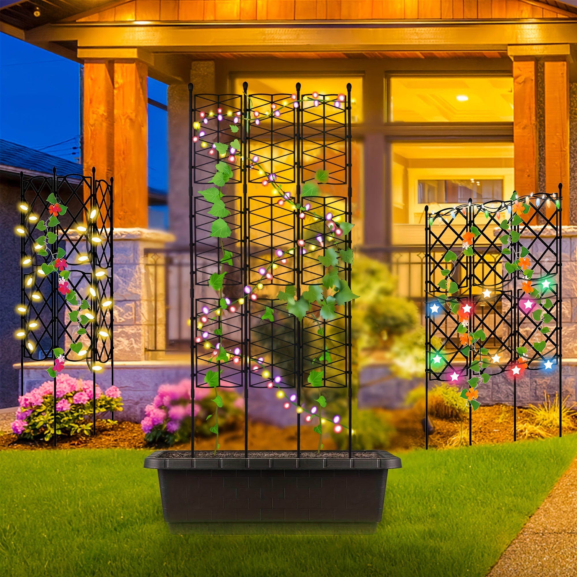 120x46cm Plante Grimpante D'extérieur, Cadre De Support De Plantes, Haie De Clôture De Jardin Décorative, Plante Écran D'intérieur Et D'extérieur - 5