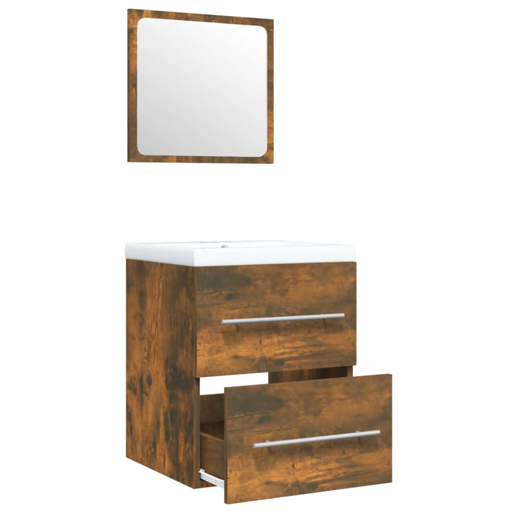 Mobile lavabo con vasca integrata 41 x 385 x 48 cm in legno lamellare marrone 02_0006868 - 3