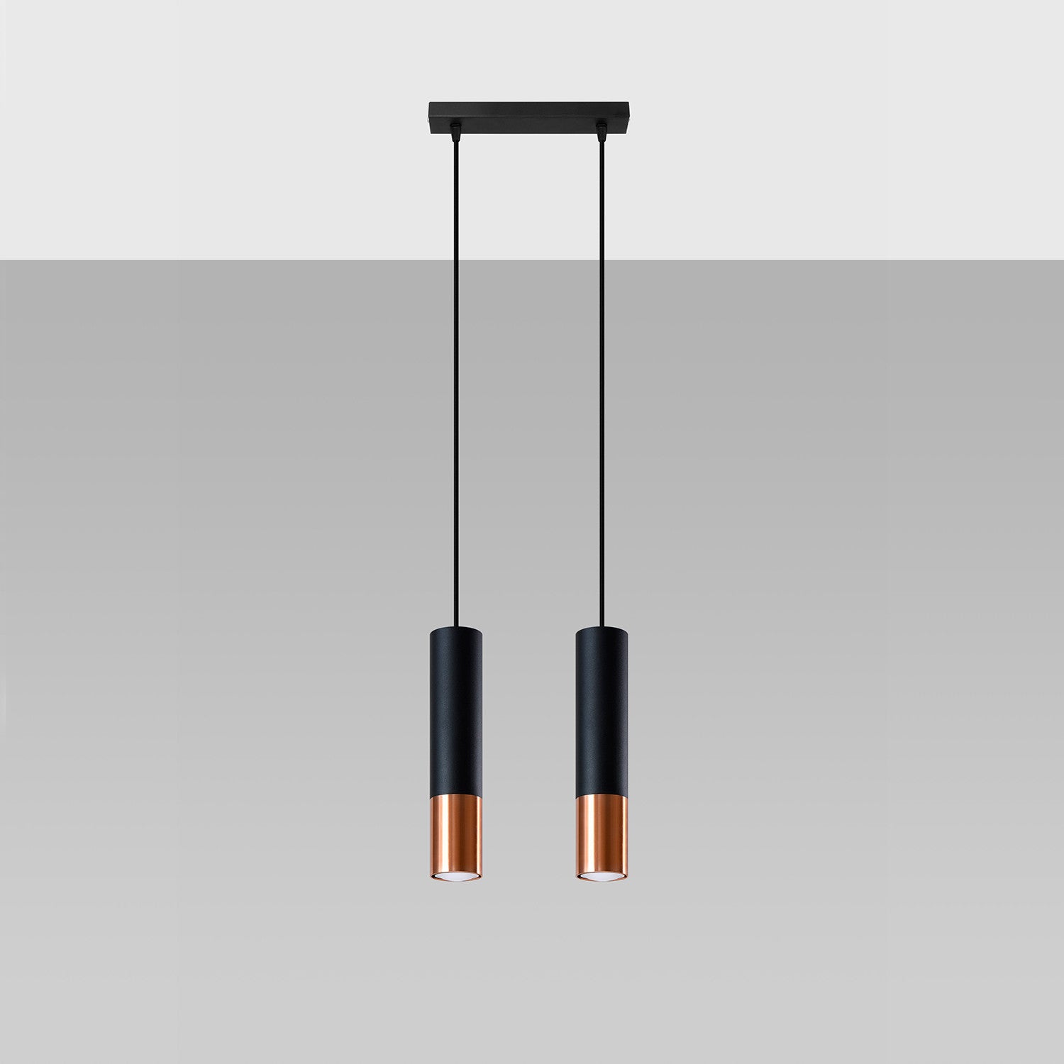 Lampa sufitowa wisząca Loopez czarno-miedziana 2xGU10x40W wym: 100 x 29 x 29 cm metal Sollux Lighting