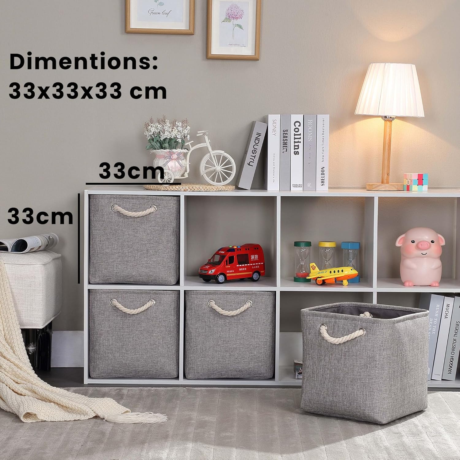 RIWNNI Lot de 4 Boîte de Rangeent en Tissu, 33 x 33 x 33 c, Panier de