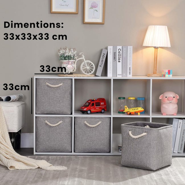RIWNNI Lot de 4 Boîte de Rangeent en Tissu, 33 x 33 x 33 c, Panier de RIWNNI Lot de 4 Boîte de Rangeent en Tissu, 33 x 33 x 33 c, Panier de