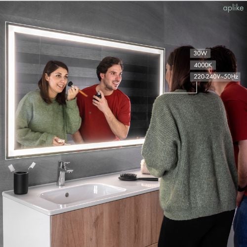 Espejo de Baño Rectangular con Luz LED - Función AntiVaho - Luz Blanca Neutra (4000K) - 120 x 70cm | Modelo Altea S2 - 3