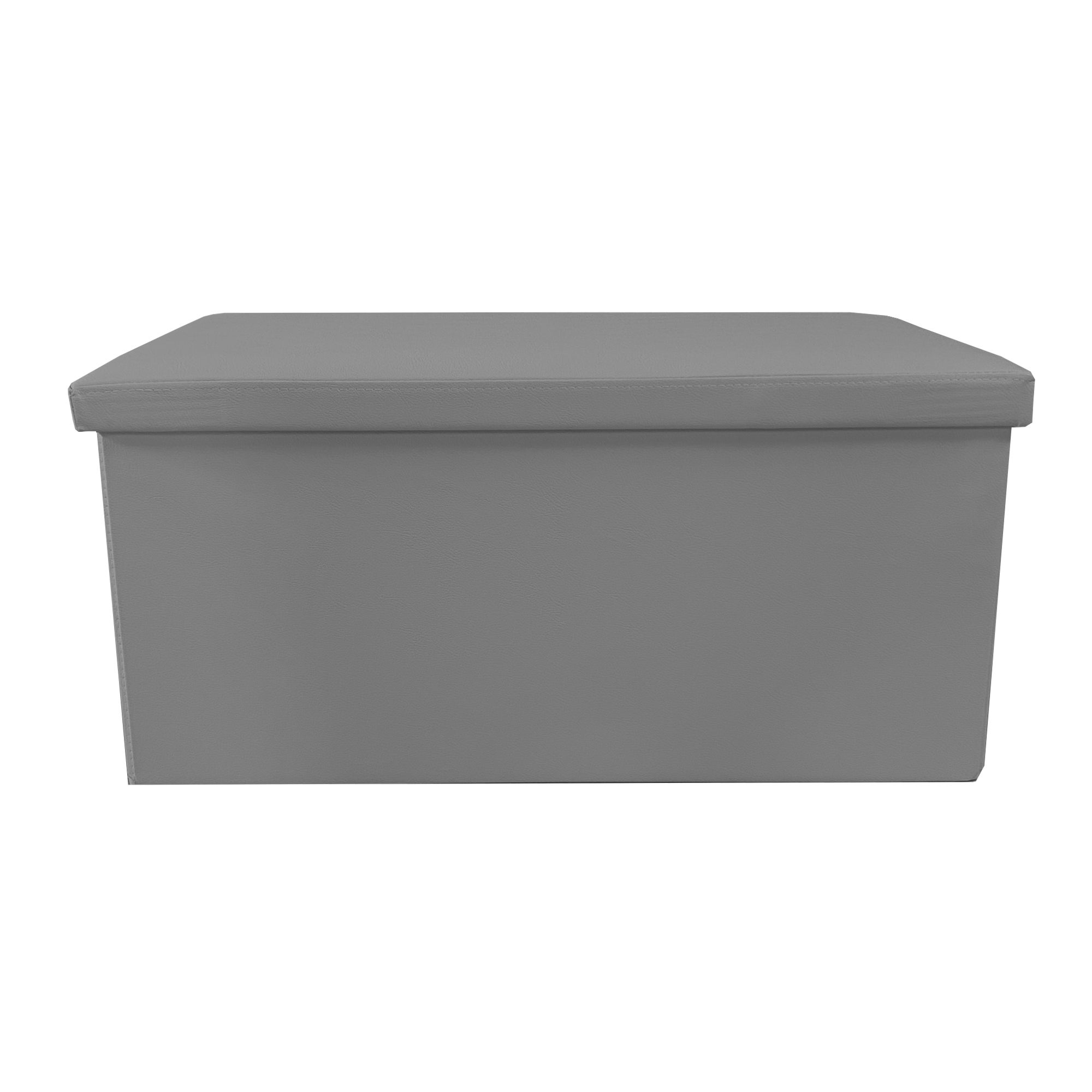 Puff ottoman rectangular polipiel plegable 76x38x38cm | nyana home | gran almacenaje | estilo otomano | polipiel resistente | gris
