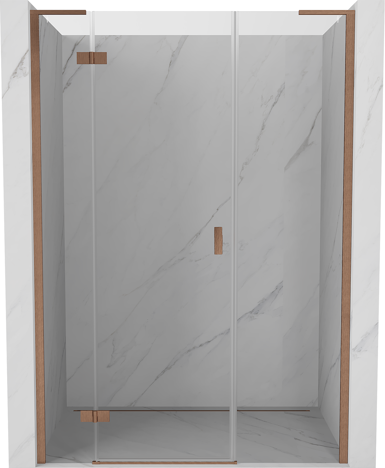 Mexen Mist-H L drzwi prysznicowe uchylne lewe 150 cm, transparent, miedź szczotkowana - 8A5L-150-001-65-00-L