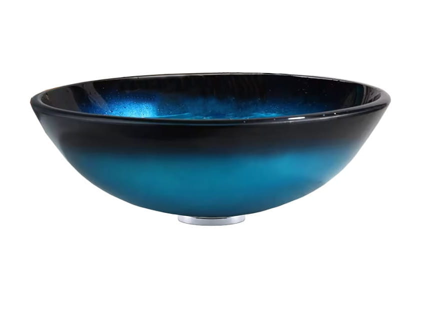 Umywalka szklana okrągła 42x42x14 cm, cieniowana niebieska, elegancka i trwała, Alberga