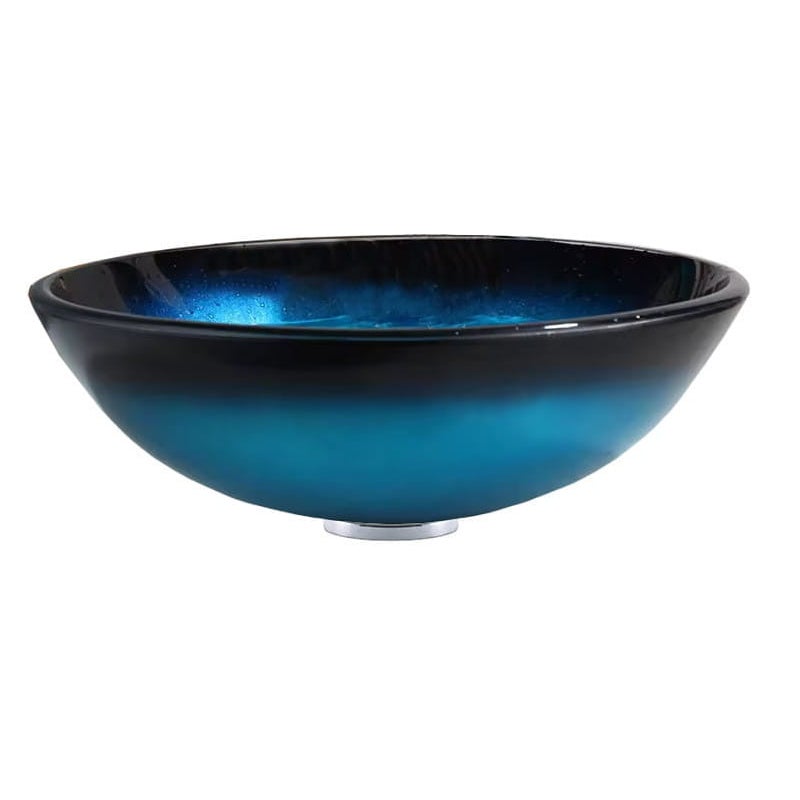 Umywalka szklana okrągła 42x42x14 cm, cieniowana niebieska, elegancka i trwała, Alberga