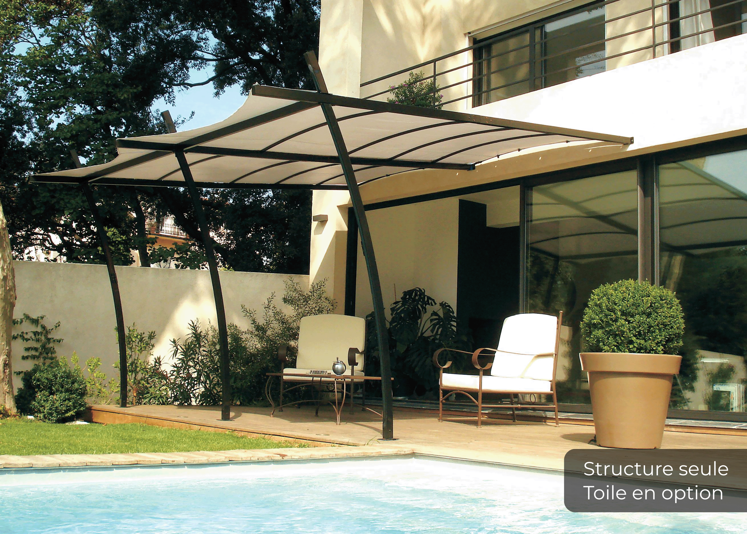 Pergola adossée Anthracite en Acier 14 m² - 2