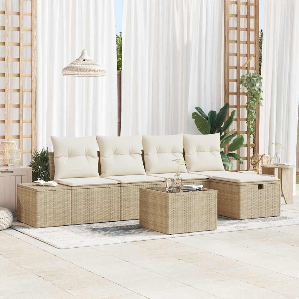 Zestaw Sof z poduszką 6 pcs polirattan vidaXL