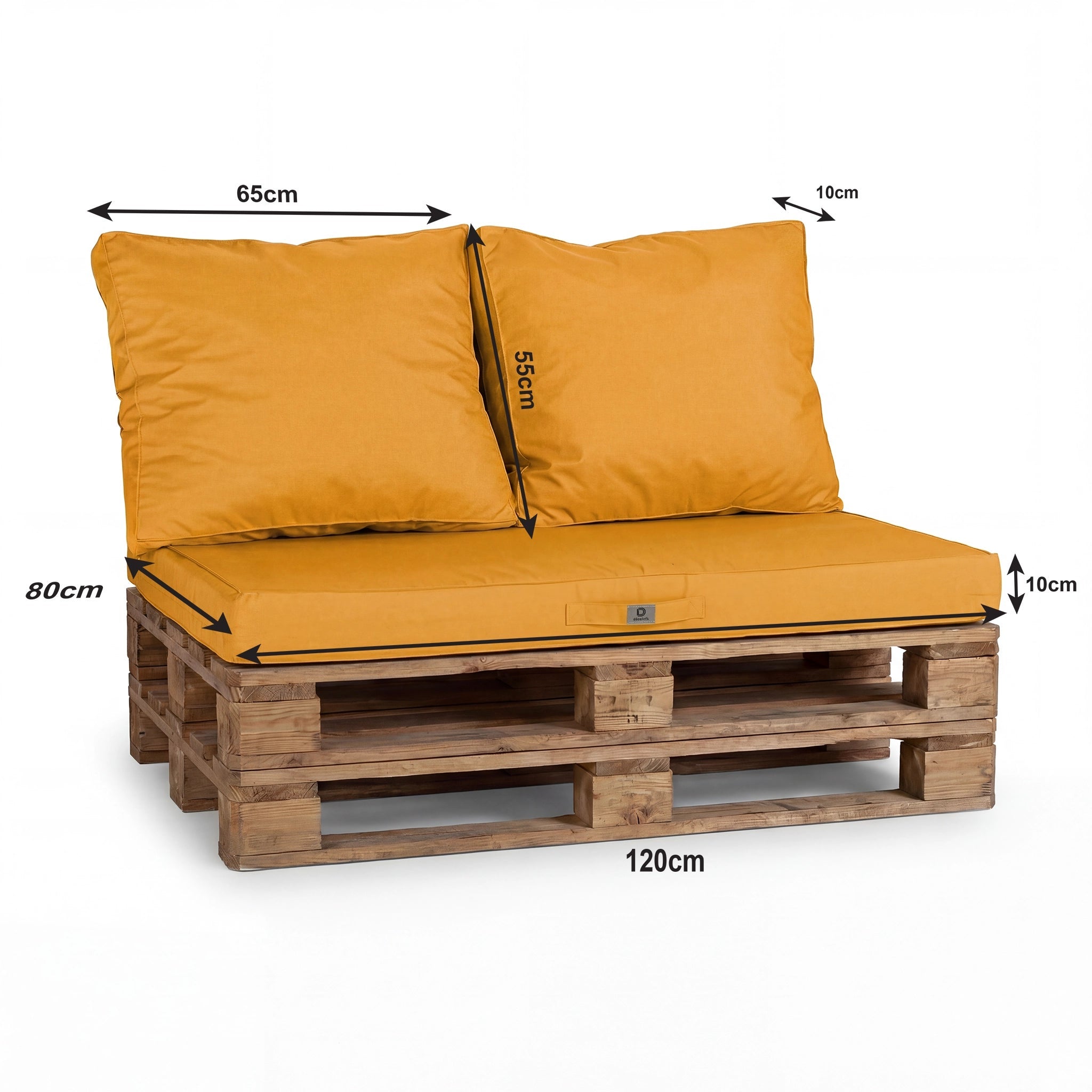 Lot de 3 coussins pour palette déhoussables en polyester jaune - 3
