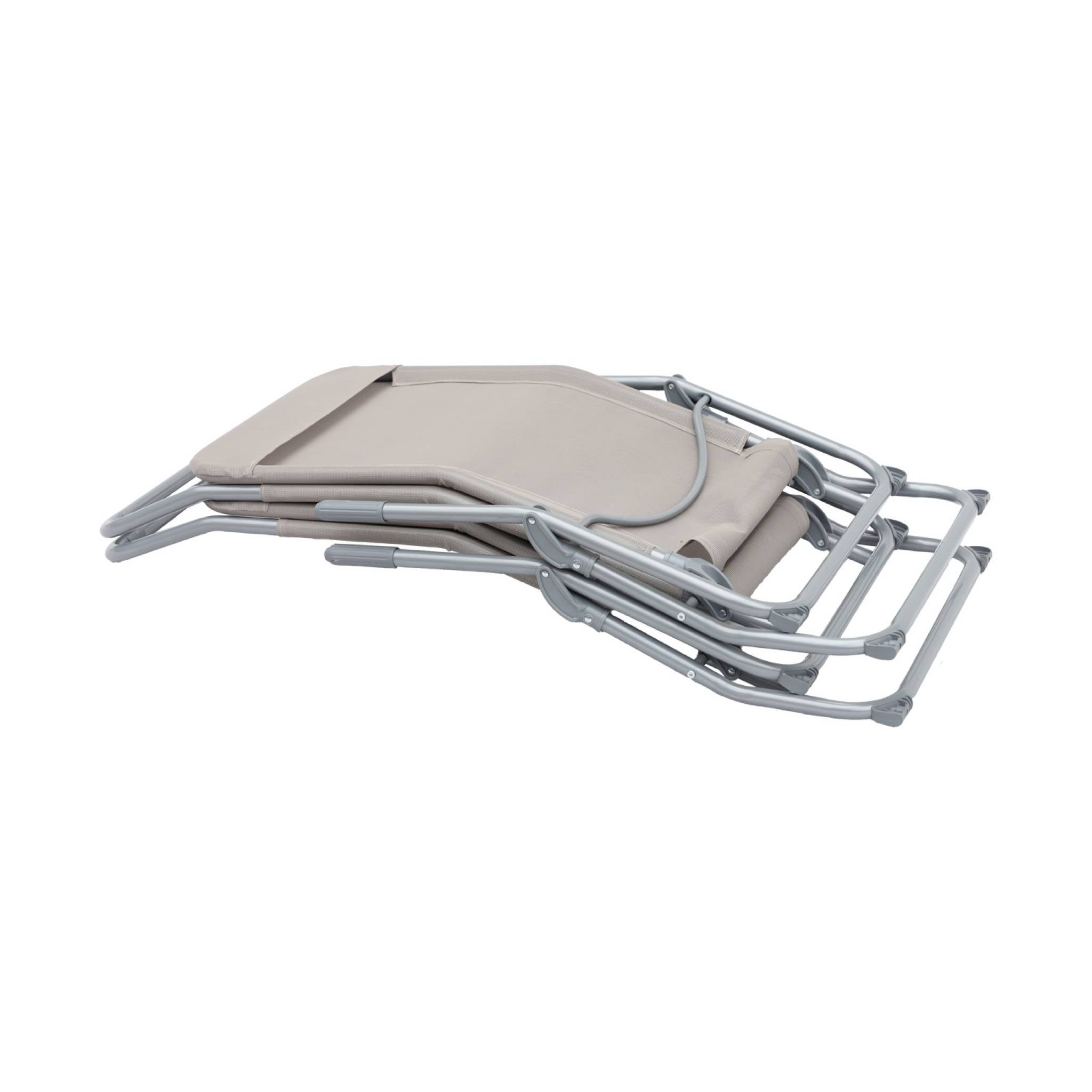Tumbona plegable de textileno con 2 posiciones, set de 2 Gris pardo - 60x165x70 cm - 7