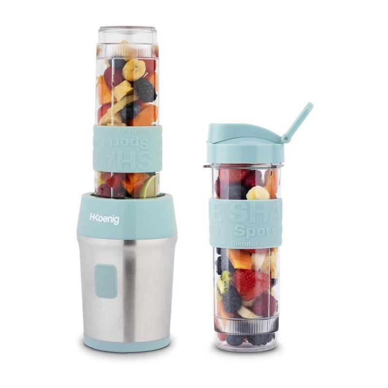 Mini blender - SMOO16 - 300 W - 570 mL - Bleu pastel - 2 gourdes incluses - 4