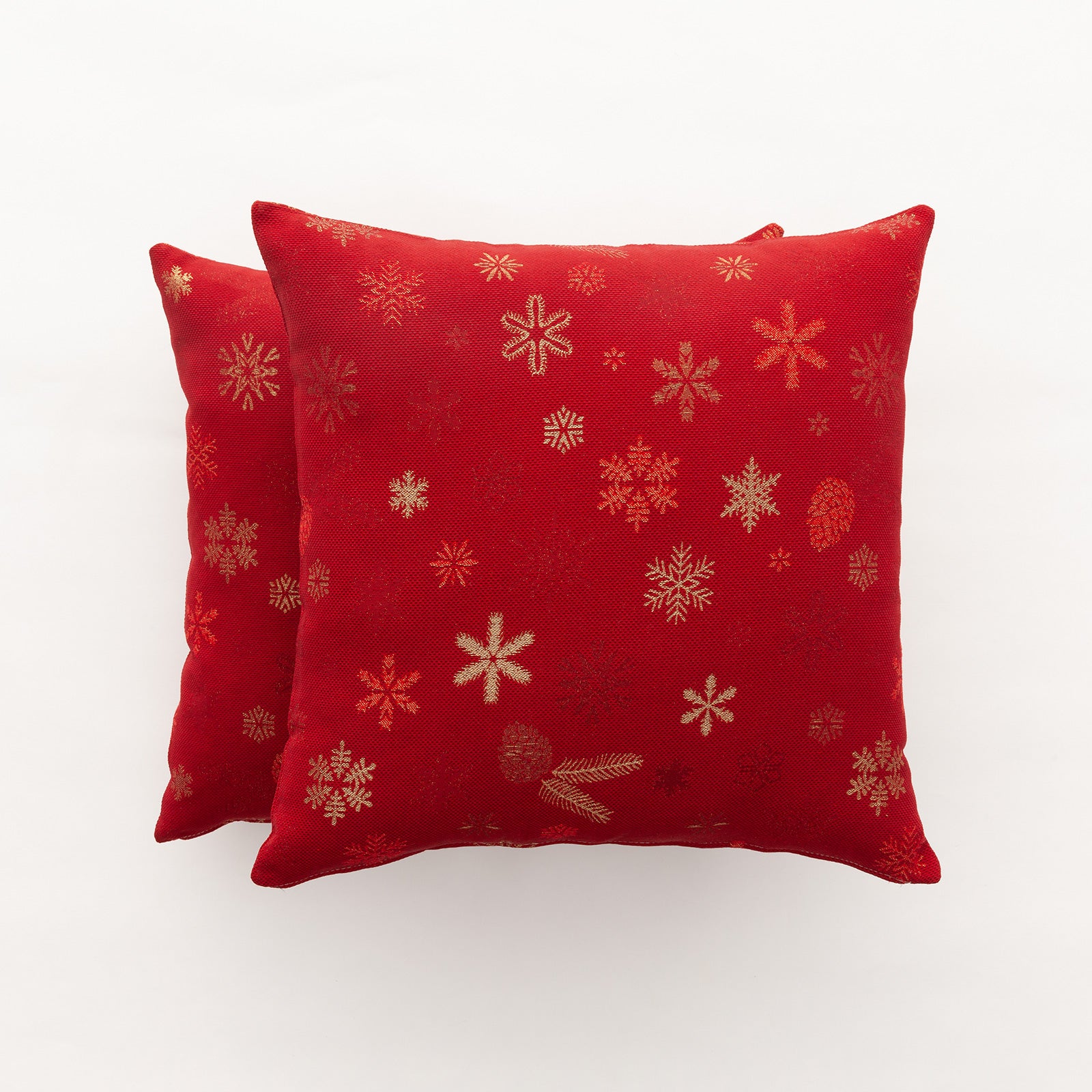 Pack 2 fundas cojín navidad jacquard algodón rojo 45x45 cm - flake