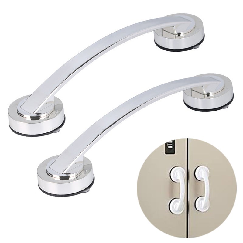 2 Klamki do drzwi, klamki do przesuwnych drzwi patio, samoprzylepny uchwyt do drzwi szuflady, poręcz z przyssawką do sedesu