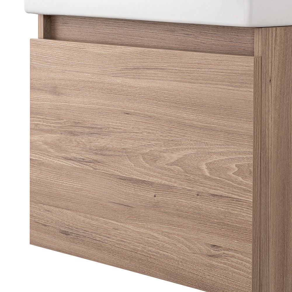 Mobiletto bagno sospeso 50 cm salvaspazio rovere 1 anta Kira - 6