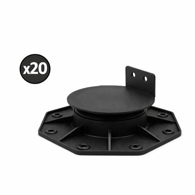 Lot de 20 plots 18-30mm pour terrasse bois et composite - Coloris - Noir, Unités - 20 plots