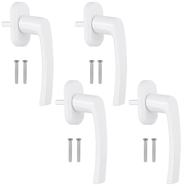 4 białe aluminiowe klamki okienne do drzwi balkonowych i okien z 8 śrubami pasujące do wszystkich standardowych okien i drzwi balkonowych