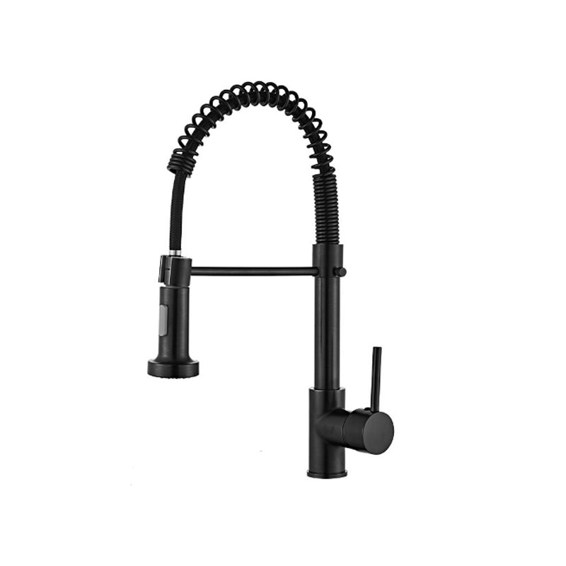 Czarny kran kuchenny, kran sprężynowy obracany o 360° wykonany ze stali nierdzewnej 304, bez przewodów wodnych, bateria mieszająca