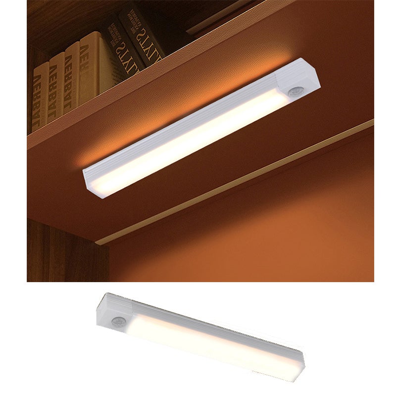 Biała muszla ciepłe światło 20 CM lampa szafkowa z czujnikiem ruchu, długa lampa akumulatorowa