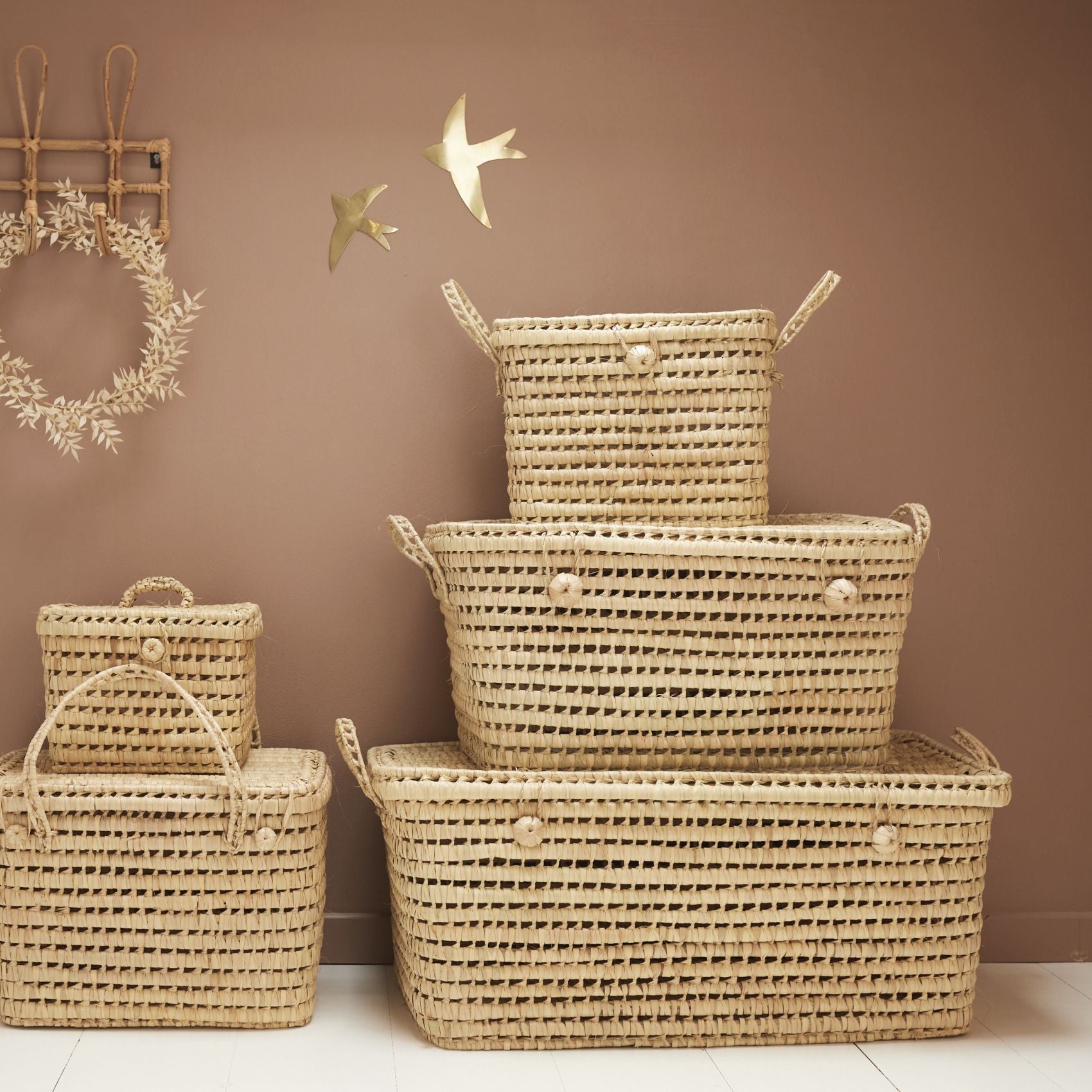 Malle de rangement feuille de palmier - Naturel - 80 cm - Osier - 5