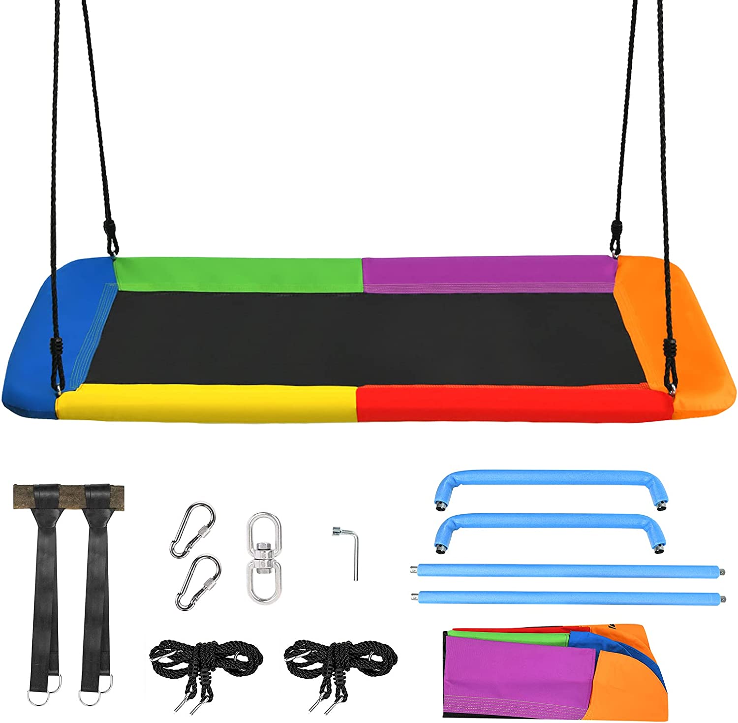 Columpio Nido Con Marco De Acero 100 Cm - Altura Ajustable 100-160cm, Soporta 150 Kg, Multicolor