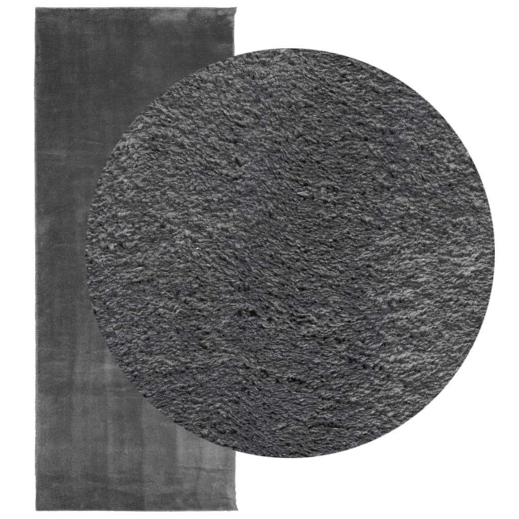 Tapis HUARTE à poils courts doux lavable anthracite 80 x 200 cm - 3